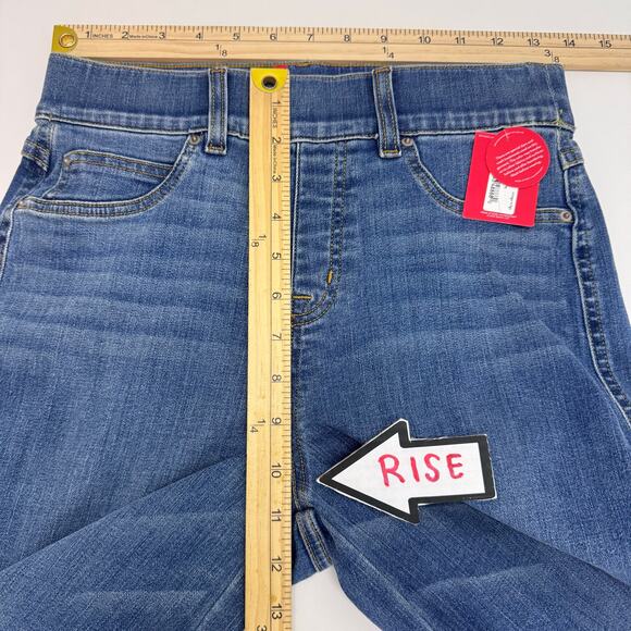 NWT Spanx Seamed Front Wide Leg Jeans Blue Vintage Indigo Small Petite - Picture 5 of 7